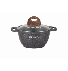 Кастрюля 1л со стекл. крышкой, АП линия "Гранит ультра" (Синий)