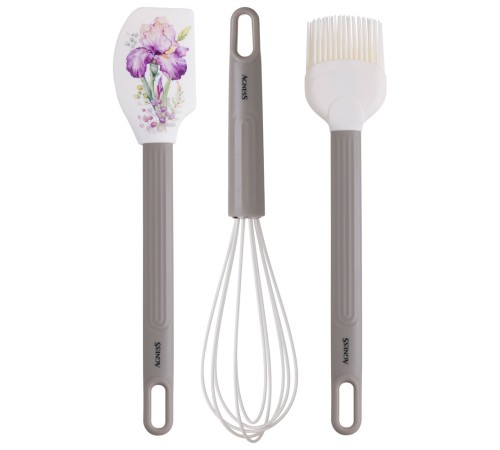 НАБОР: ВЕНЧИК, ЛОПАТКА, КИСТОЧКА AGNESS, 3 ПРЕДМЕТА, СЕРИЯ IRISES