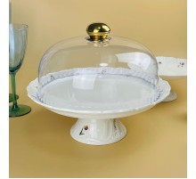 109-222 Тортовница 30х25см на ножке с крышкой КРОКУС в под.уп.(х4)Фарфор