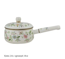 776-069 Ковш эмалированный 2,8л MAGNOLIA с крышкой 18см в под.уп.(х6)Эмаль