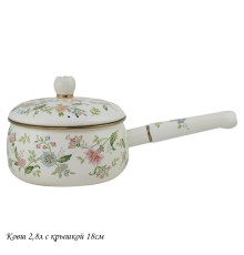 776-069 Ковш эмалированный 2,8л MAGNOLIA с крышкой 18см в под.уп.(х6)Эмаль