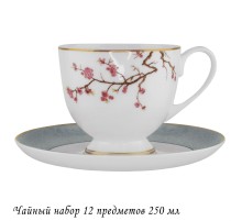 145-631 Чайный набор 12пр. 250 мл САКУРА в под.уп.(х10)Костяной фарфор