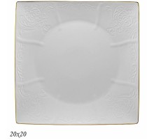 226-125 Квадратная тарелка 20х2,5 см MARIA GOLD в под.уп.(х24)Фарфор