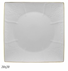 226-125 Квадратная тарелка 20х2,5 см MARIA GOLD в под.уп.(х24)Фарфор