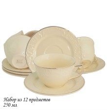 205-406 Чайный набор 12пр. 250 мл ДОМИНИКА КРЕМ  в под.уп.(х6)Фарфор