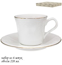226-137 Чайный набор 220 мл 12пр. MARIA GOLD в под.уп.(х8) Фарфор